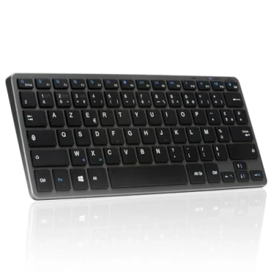 Abbildung von Bluestork Kabellose Bluetooth Tastatur, Mini französische Azerty leicht, leise, Tastatur 90 Stunden Akkulaufzeit, wiederaufladbar USB C, 14 Multimedia Kurzkürzel