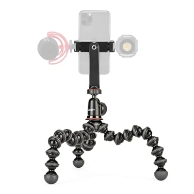 Abbildung von JOBY GorillaPod 1K GripTight 360 Mount kit, Kompaktes Flexibles Stativ und Kugelkopf mit Drehbarem Telefonhalter, Landschafts oder Porträtmodus, Doppelter Cold Shoe, Maximale Traglast 1kg (2,2lb)