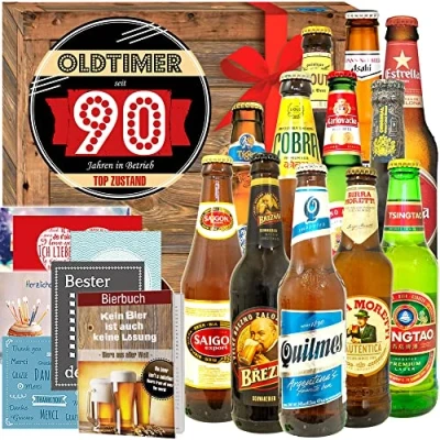 Abbildung von Oldtimer 90 12 Biere aus der Welt Geschenkidee zum 90.