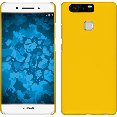 Abbildung von PhoneNatic case kompatibel mit Huawei P9 Hülle gelb gummiert Hard Cover