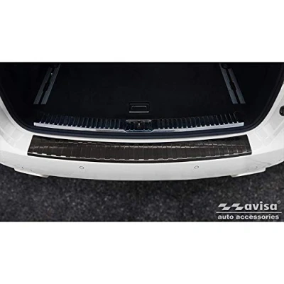 Abbildung von Avisa Schwarz Edelstahl Heckstoßstangenschutz kompatibel mit Porsche Cayenne II 2010 2014 &amp; FL &#039;Ribs&#039;