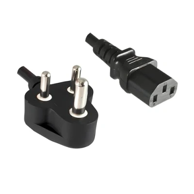 Abbildung von DINIC Stromkabel Netzkabel für Indien Typ D auf C13, Zulassung: BIS, (Schwarz, 5,00m)