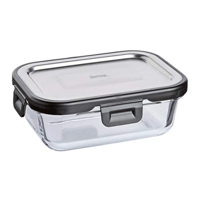 Abbildung von Spring Vorratsdose Lunchbox Fusion2+ rechteckig 15 x 11 cm, 370 ml, Glas, Edelstahl