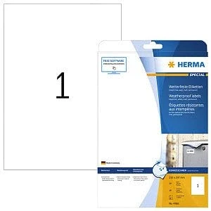 Abbildung von HERMA Inkjet Etiketten weiß wetterfest 210x297mm Special A4 VE=10 Stüc