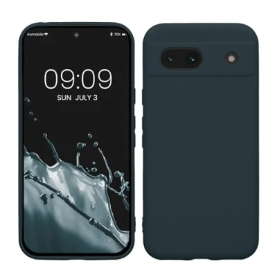 Abbildung von kwmobile Handyhülle kompatibel mit Google Pixel 8a Hülle Handy Case aus weichem Silikon in Dunkler Schiefer