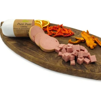 Abbildung von Paw Natural Hundewurst schnittfest 3x400g Lachs Wurst Gluten &amp; getreidefrei aus frischem Fleisch gesunder Tiere (Lachs, 3x400gr)