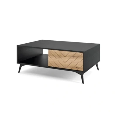 Abbildung von Selsey Boulia Couchtisch, Holzwerkstoff Metall Glas, Schwarz, 104 cm