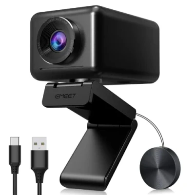 Abbildung von EMEET 1080P HD Webcam, Streaming Webcam mit 4 De Noise Mikros, Smart KI Fokus &amp; Low Light Korrektur, einstellbare FOV, Privacy Cover, Plug&amp;Play USB C für YouTube, Gaming Twitch, PC/Mac Jupiter
