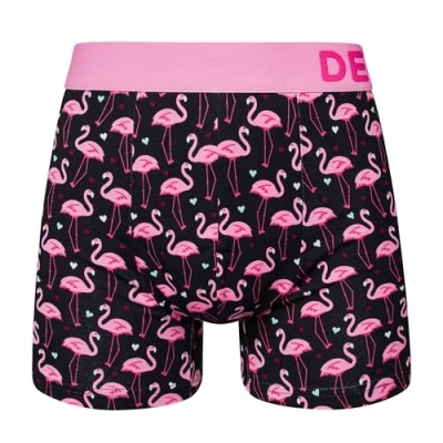 Abbildung von Dedoles Boxershorts Herren &amp; Jungen Unterwäsche Trunks Baumwolle lustige Designs Dinosaurier Hamster Spiele Maulwurf Geschenk, Motiv: Flamingos und Herzen, Farbe: Schwarz, Gr. XXL