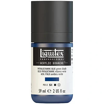 Abbildung von Liquitex 2059316 &#039;Liquitex Professional Acrylic Gouache, Acrylfarbe mit Gouache Eigenschaften, Lichtecht, wasserfest, 59ml Dosier Flasche Phthaloblau (Grünton)
