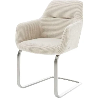 Abbildung von DELIFE Polsterstuhl Pejo Flex, Freischwinger flach Edelstahl Cord Beige