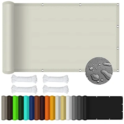 Abbildung von Sonnensegel Wasserdicht Sonnenschutz 1 x 3 m Rechteckig UV Schutz Outdoor Markise Baldachin PES Polyester Reißfest Wetterfest für Garten Terrasse Camping, Elfenbein