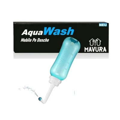 Abbildung von MAVURA Mobiles Bidet AquaWash Tragbares Premium Mobile Po Dusche Podusche (Anal Intimdusche Hämorrhoiden), Reizdarm Happy ersetzt Feuchttücher 500ml
