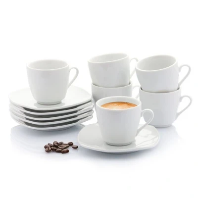 Abbildung von SÄNGER Kaffeeservice Bilgola Espressotassen Set (12 tlg), 6 Personen, Porzellan, Weiß, 100ml, Premium Collection
