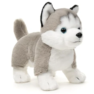 Abbildung von Uni Toys Kuscheltier Husky grau, stehend Mit/ohne Leine 30 cm (Länge) Plüschtier, zu 100 % recyceltes Füllmaterial