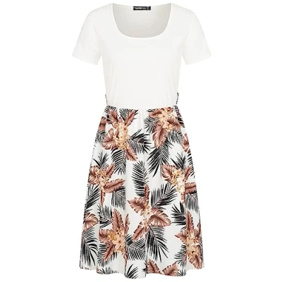 Abbildung von Cloud 5ive Damen T Shirt Kleid 2 Tone mit Palmenprint