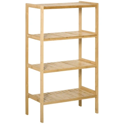 Abbildung von HOMCOM Standregal Bücherregal 4 stufiges Bambusregal Büroregal Lagerregal Aktenregal Küchenregal für Bad Küche Wohnzimmer Schlafzimmer Bambus Natur 62 x 33 112 cm