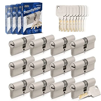 Abbildung von GERCAR Pro Gleichschließend 12x Schließzylinder 30/45 Set 12 Profilzylinder inkl. 60 Schlüssel 75 mm Türschloss Zylinderschloss 12er Zylinder Länge: 75mm, A:30 B:45 Schließsystem