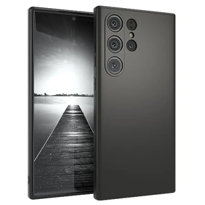 Abbildung von EAZY CASE Silikon Hülle kompatibel mit Samsung Galaxy S23 Ultra stoßfestes Abdeckung, Handyhülle, [Schlank, weich, flexibel], Matt Power, Unzerstörbare Sturzfestigkeit in Schwarz