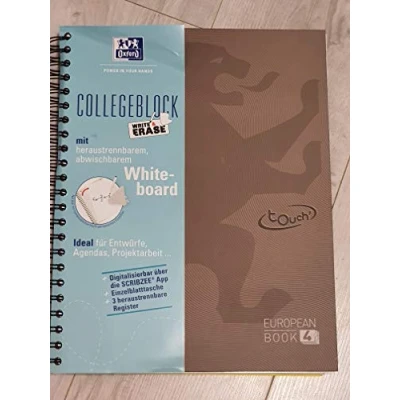 Abbildung von 5 x Oxford Europeanbook A4+ mit Whiteboard 120 Blatt kariert braun