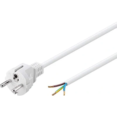 Abbildung von Goobay 51328 Stromkabel mit offenen Kabelenden &amp; angepressten Aderendhülsen / gerader Schutzkontaktstecker Universelles Netzkabel Weiß 1,5 Meter
