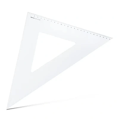 Abbildung von Aristo AR4526 Dreieck 45 (Kathete 260mm, Hypotenuse 368mm, abriebfeste Tiefprägung der Teilung, Plexiglas) transparent