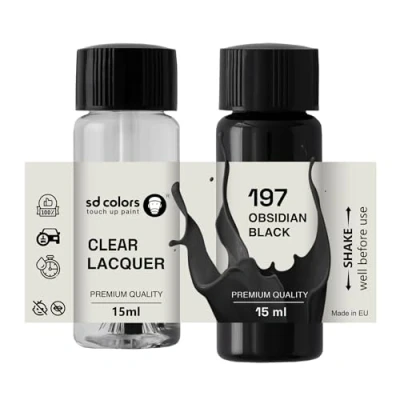 Abbildung von SD COLORS Obsidian Black 197 Ausbesserungslack, 15 ML, Reparatur Pinsel, Farbcode Schwarz