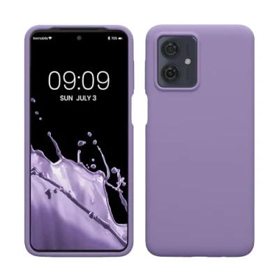 Abbildung von kwmobile Hülle kompatibel mit Motorola Moto G64 5G Silikon Handy Case Handyhülle weiche Oberfläche kabelloses Laden Veilchen Lila