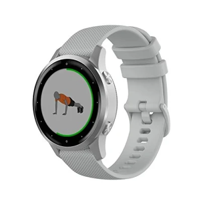 Abbildung von Wownadu 18mm Quick Release Bands Kompatibel für Garmin Vivoactive 4S/Vivomove 3S/Venu 2S, Forerunner 255S/255S Music/265S Armband Grau Silikon Sport Damen Herren Ersatzarmband, Zubehör