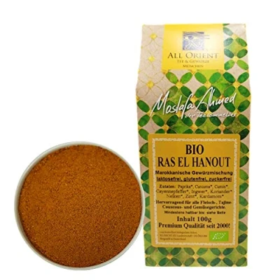 Abbildung von All Orient BIO Ras el Hanout Gewürzmischung 100g Vegan ohne Zusatzstoffe orientalische Gewürze Pulver Mischung für Fisch und Fleischgerichte, Tajine, Couscous Reis zuckerfrei