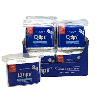 Abbildung von Q tips® Pflege Wattestäbchen mit Papierschaft, Nachfüllpackung, Vorteilspack (20x 160 Stück), 100% biologisch abbaubar, Baumwolle ohne Plastik