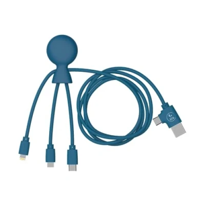 Abbildung von Xoopar Mr Bio Multi USB Kabel Lang 1m Krakenförmig Blau Universelles Ladegerät Aus Recyceltem Kunststoff USB, C, Lightning, Micro Smartphone Stecker Universal