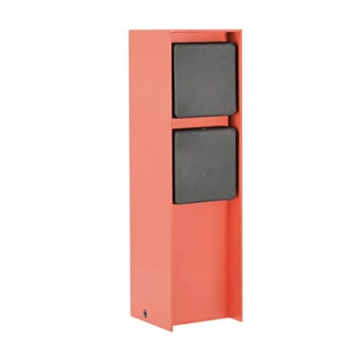 Abbildung von LED Universum Außensteckdose &quot;ADAM&quot;, coral mit schwarzen Abdeckungen, 2 Steckplätze, Aluminium pulverbeschichtet, fest verdrahtet zum Anschluss von Gartengeräten oder Beleuchtung, max. 3680W