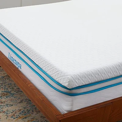 Abbildung von Linenspa Matratzen Topper 100 x 200 cm, 7,5cm hoch Matratzenauflage mit Gel Memory Foam und waschbarem Bezug Reißverschluss Öko Tex, Weiß