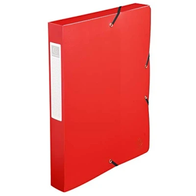 Abbildung von Exacompta 59785E Sammelbox OPAK mit Gummizug 40 mm breit aus blickdichtem Kunststoff Rückenschild für DIN A4 Archivbox Heftbox Dokumentenbox Zeichenbox rot