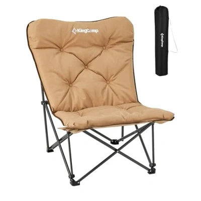 Abbildung von KingCamp campingstuhl faltbar leicht Camping Stuhl hochlehner Gartenstuhl bequem Gepolster XXL mit Tasche Relaxsessel für Camp Garten Balkon Strand Outdoor Butterfly Campingstuhl，Grey