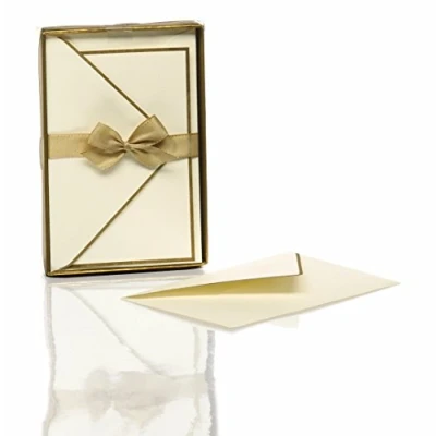 Abbildung von Rössler handgerändertes Kartenset Karten mit Umschlag Manufaktur Produkt 10 Blanko zum Selbstgestalten passende Briefumschläge 85x128mm 1 Stück Farbe: Gold