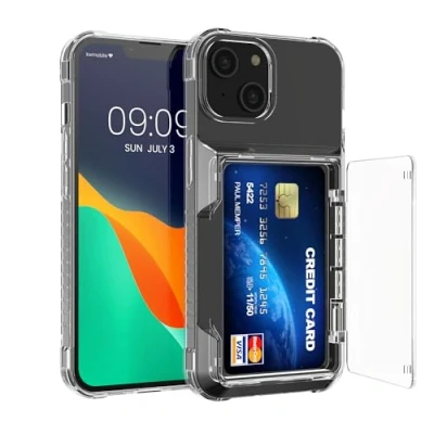 Abbildung von kwmobile Hülle kompatibel mit Apple iPhone 13 Handyhülle Kartenfach Kunststoff Hard Case in Transparent