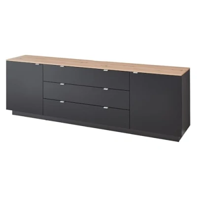 Abbildung von Lomadox TV Sideboard Fernsehschrank schwarz mit Artisan Eiche, Breite 240 cm. modern