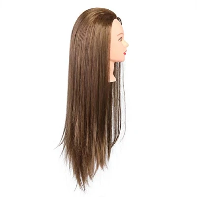 Abbildung von Puppenkopf Zum Frisieren, Frisierkopf Echthaar, Schaufensterpuppe Kopf Haar Hairdressing Cosmetology Mannequin Übungskopf Trainingsköpfe Für Friseure Friseur
