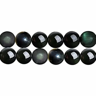 Abbildung von SKYBEADS Natuerliche Schwarz Regenbogen Obsidian 8mm Perlen zum auffädeln 38cm Strang Approx 48 Stück