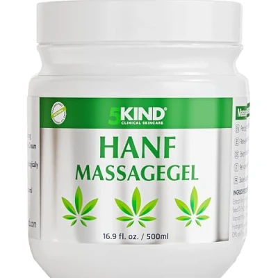 Abbildung von 5kind Hanf Aktivgel Hanfsalbe 500ml Hochdosiertes Gel Beruhigt Gelenke und Muskeln, Füße, Knie, Nacken, Schultern, Rücken &amp; Muskelkater mit natürlichen Extrakten