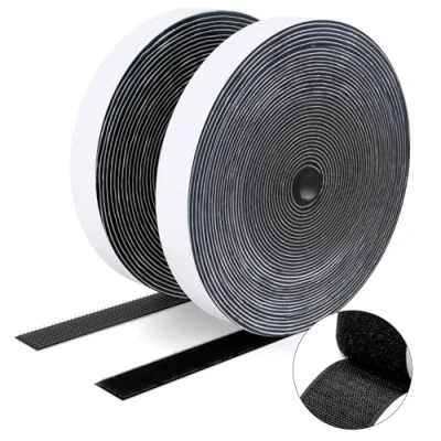 Abbildung von SUTOUG Klettband mit selbstklebend, 20 mm x 8 m, strapazierfähiges Hakenband und Schlaufenband, extra starker doppelseitiger Klettverschluss, Wandklebestreifen für den Innen Außenbereich, schwarz