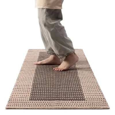 Abbildung von Wolldecke Teppich Küche Küchenmatte Teppichläufer Läufer Flur, HOMELEVEL, Küchenteppich waschbar rutschfest Küchenläufer 60x180cm beige braun