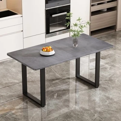 Abbildung von Merax Esstisch Industriestil, Rechteckiger Esszimmertische, Modern Küchentisch für Wohnzimmer und Esszimmer, 140L x 70B 75H, Grau