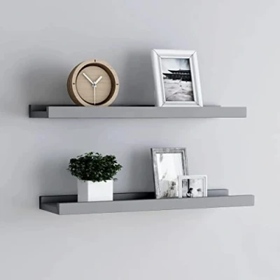 Abbildung von (Blitzlieferung) Wandregal, Moderne dekorative Regalbrettmit sauber Verarbeitet für Schlafzimmer, Küche, Büro, Wohnzimmer usw Bilderleisten 2 STK. Grau 60x9x3 cm MDF
