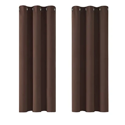 Abbildung von Deconovo Blickdicht Gardinen mit Ösen für Schlafzimmer Thermogardinen Vorhang Kälteschutz Thermogardine Hitzeschutz Dicke Thermovorhang, 138x107cm(HöhexBreite), Dunkelbraun, 2er Set