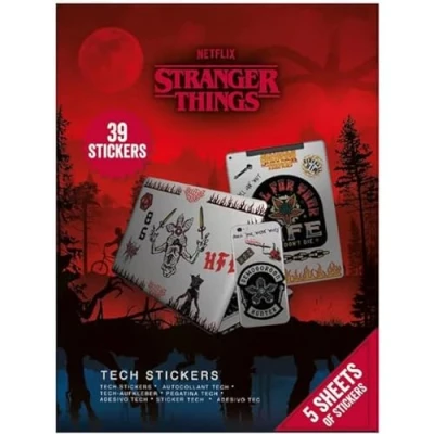 Abbildung von Stranger Things Tech Aufkleber, Set mit 39 Aufklebern für Laptops, Handys und Tablets (Upside Down Battle Design) Offizieller Merchandise Artikel