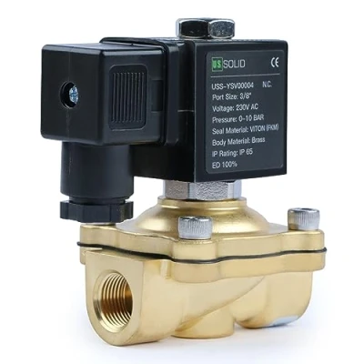 Abbildung von U.S. Solid Solenoid Valve Magnetventil Messing G 3/8&quot; 230V AC stromlos geschlossen NC 0 10 bar, elektrisches Wasserventil für Wasser Luft Diesel Kerosin Benzin