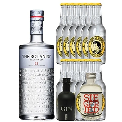 Abbildung von Gin Set The Botanist Islay Dry 0,7 Liter + Black Gansloser Deutschland 5cl Siegfried 4cl 12 x Thomas Henry Tonic Water 0,2